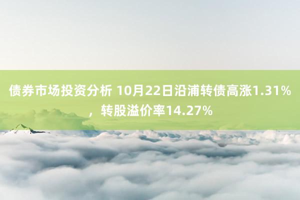 债券市场投资分析 10月22日沿浦转债高涨1.31%，转股溢价率14.27%