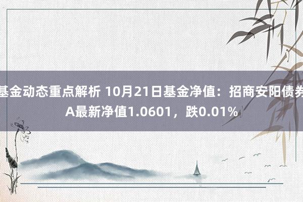 基金动态重点解析 10月21日基金净值：招商安阳债券A最新净值1.0601，跌0.01%