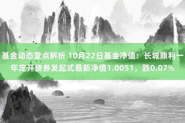 基金动态重点解析 10月22日基金净值：长城鼎利一年定开债券发起式最新净值1.0051，跌0.07%