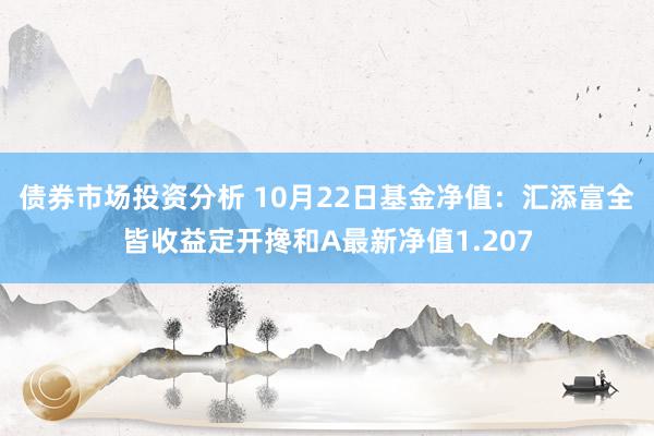 债券市场投资分析 10月22日基金净值：汇添富全皆收益定开搀和A最新净值1.207