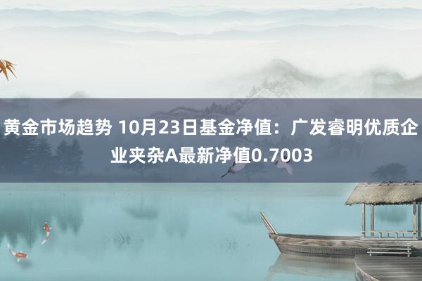 黄金市场趋势 10月23日基金净值：广发睿明优质企业夹杂A最新净值0.7003