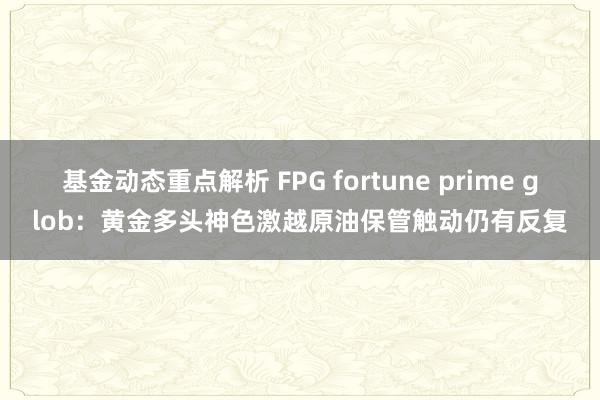 基金动态重点解析 FPG fortune prime glob：黄金多头神色激越原油保管触动仍有反复