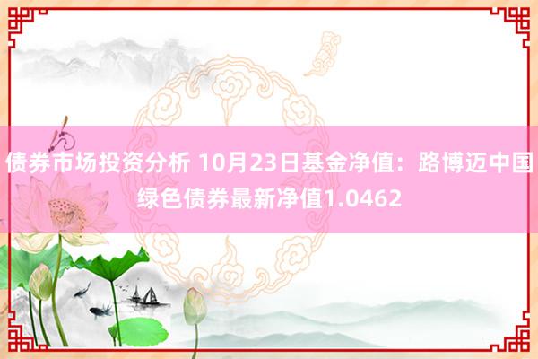 债券市场投资分析 10月23日基金净值：路博迈中国绿色债券最新净值1.0462