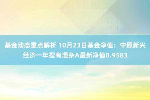 基金动态重点解析 10月23日基金净值：中原新兴经济一年捏有混杂A最新净值0.9583