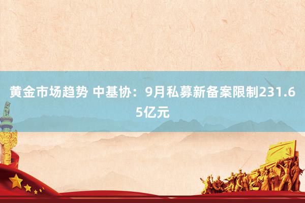 黄金市场趋势 中基协：9月私募新备案限制231.65亿元