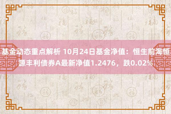 基金动态重点解析 10月24日基金净值：恒生前海恒源丰利债券A最新净值1.2476，跌0.02%