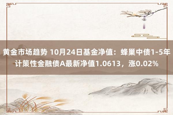 黄金市场趋势 10月24日基金净值：蜂巢中债1-5年计策性金融债A最新净值1.0613，涨0.02%