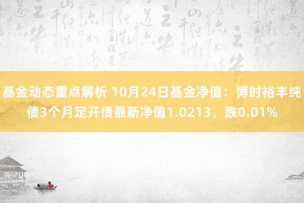 基金动态重点解析 10月24日基金净值：博时裕丰纯债3个月定开债最新净值1.0213，跌0.01%