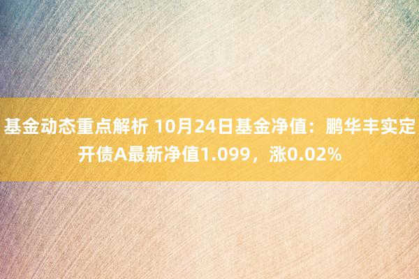 基金动态重点解析 10月24日基金净值：鹏华丰实定开债A最新净值1.099，涨0.02%