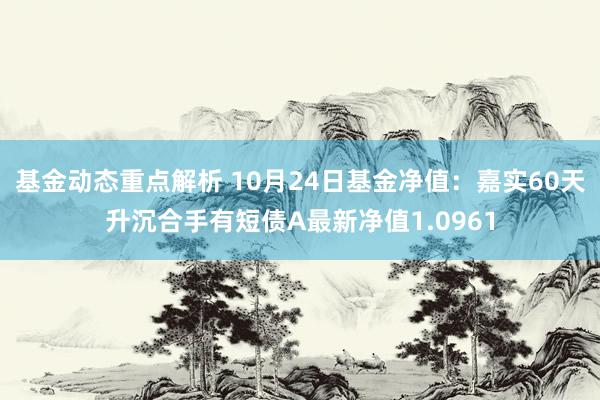 基金动态重点解析 10月24日基金净值：嘉实60天升沉合手有短债A最新净值1.0961