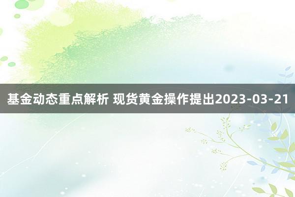 基金动态重点解析 现货黄金操作提出2023-03-21