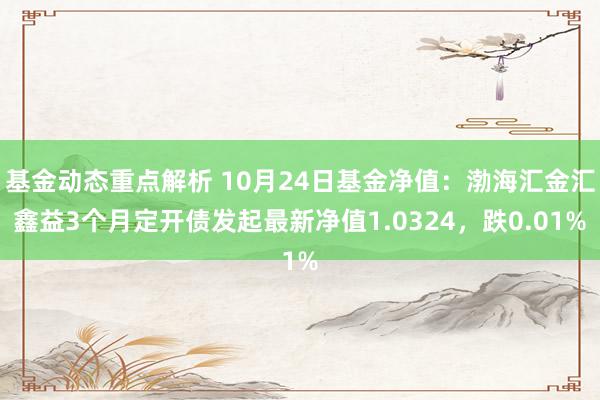 基金动态重点解析 10月24日基金净值：渤海汇金汇鑫益3个月定开债发起最新净值1.0324，跌0.01%