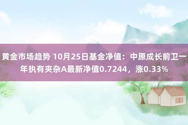 黄金市场趋势 10月25日基金净值：中原成长前卫一年执有夹杂A最新净值0.7244，涨0.33%