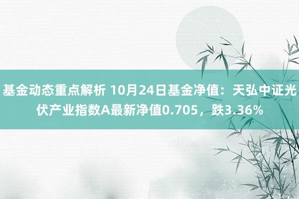 基金动态重点解析 10月24日基金净值：天弘中证光伏产业指数A最新净值0.705，跌3.36%