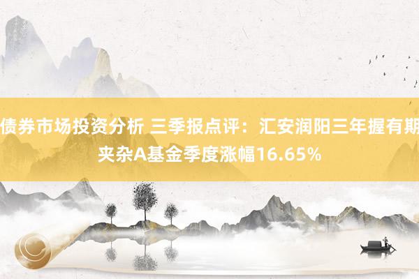 债券市场投资分析 三季报点评：汇安润阳三年握有期夹杂A基金季度涨幅16.65%