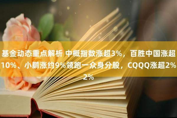 基金动态重点解析 中概指数涨超3%，百胜中国涨超10%、小鹏涨约9%领跑一众身分股，CQQQ涨超2%