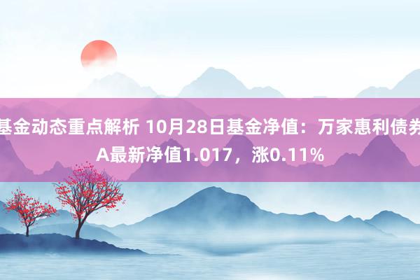 基金动态重点解析 10月28日基金净值：万家惠利债券A最新净值1.017，涨0.11%