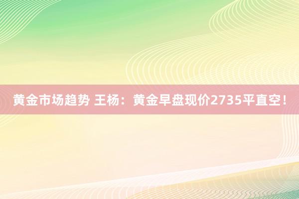 黄金市场趋势 王杨：黄金早盘现价2735平直空！