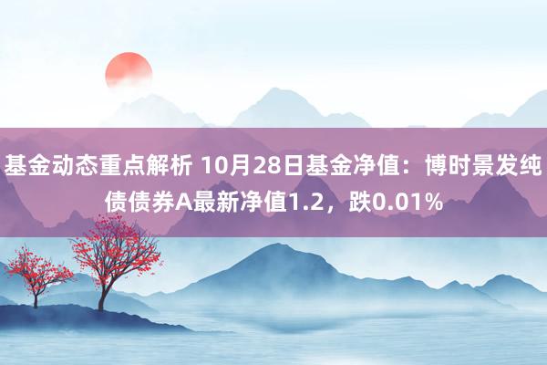 基金动态重点解析 10月28日基金净值：博时景发纯债债券A最新净值1.2，跌0.01%