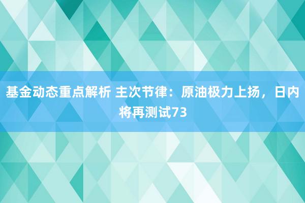 基金动态重点解析 主次节律：原油极力上扬，日内将再测试73