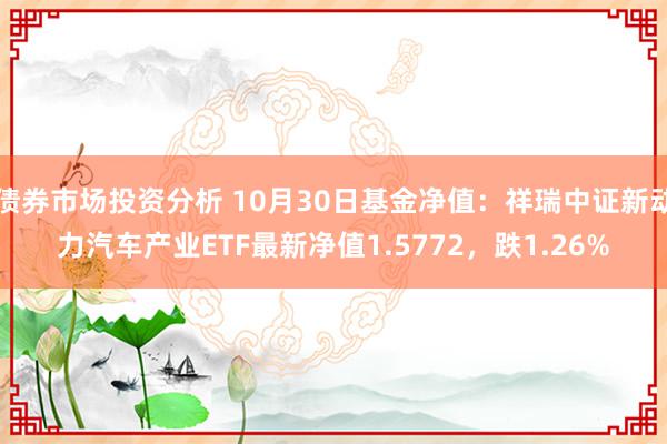 债券市场投资分析 10月30日基金净值：祥瑞中证新动力汽车产业ETF最新净值1.5772，跌1.26%