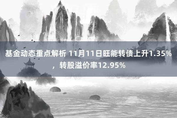 基金动态重点解析 11月11日旺能转债上升1.35%，转股溢价率12.95%