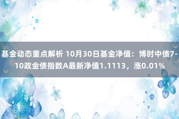 基金动态重点解析 10月30日基金净值：博时中债7-10政金债指数A最新净值1.1113，涨0.01%