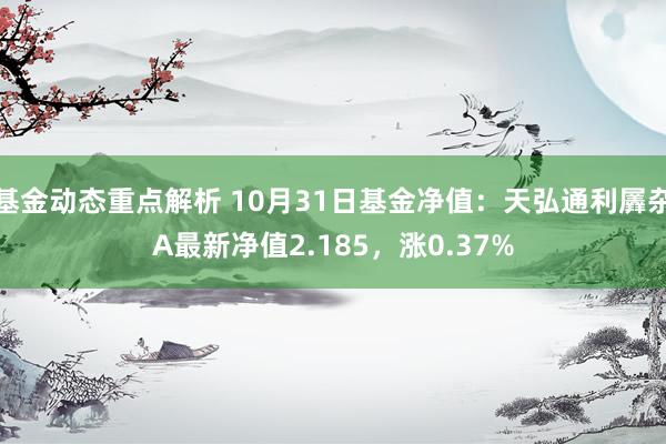 基金动态重点解析 10月31日基金净值：天弘通利羼杂A最新净值2.185，涨0.37%