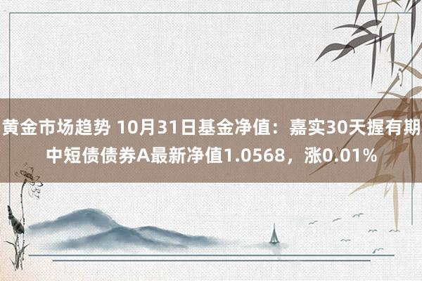 黄金市场趋势 10月31日基金净值：嘉实30天握有期中短债债券A最新净值1.0568，涨0.01%