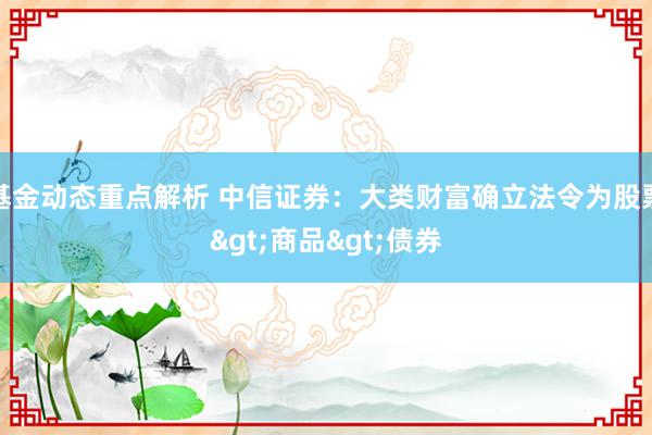 基金动态重点解析 中信证券：大类财富确立法令为股票>商品>债券