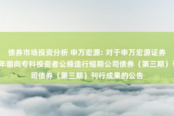 债券市场投资分析 申万宏源: 对于申万宏源证券有限公司2024年面向专科投资者公缔造行短期公司债券（第三期）刊行成果的公告