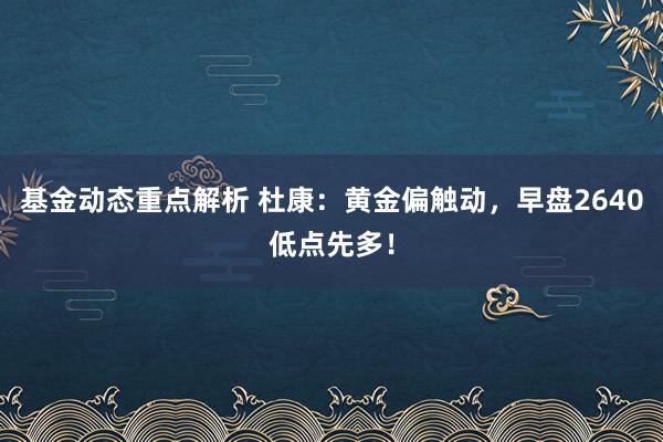 基金动态重点解析 杜康：黄金偏触动，早盘2640低点先多！