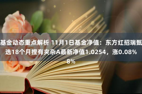 基金动态重点解析 11月1日基金净值：东方红招瑞甄选18个月捏有夹杂A最新净值1.0254，涨0.08%