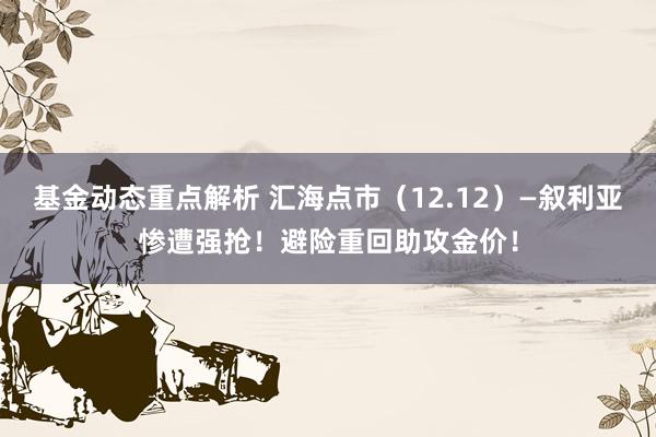 基金动态重点解析 汇海点市（12.12）—叙利亚惨遭强抢！避险重回助攻金价！