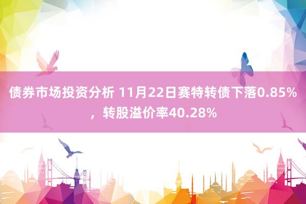 债券市场投资分析 11月22日赛特转债下落0.85%，转股溢价率40.28%