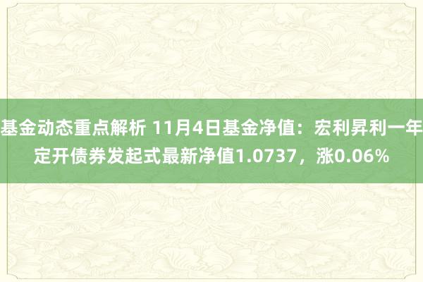 基金动态重点解析 11月4日基金净值：宏利昇利一年定开债券发起式最新净值1.0737，涨0.06%