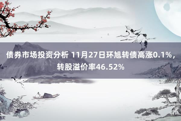 债券市场投资分析 11月27日环旭转债高涨0.1%，转股溢价率46.52%