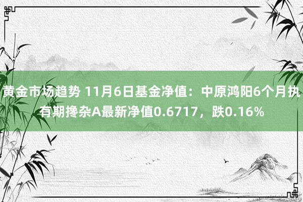 黄金市场趋势 11月6日基金净值：中原鸿阳6个月执有期搀杂A最新净值0.6717，跌0.16%