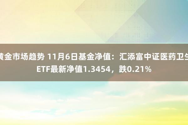 黄金市场趋势 11月6日基金净值：汇添富中证医药卫生ETF最新净值1.3454，跌0.21%