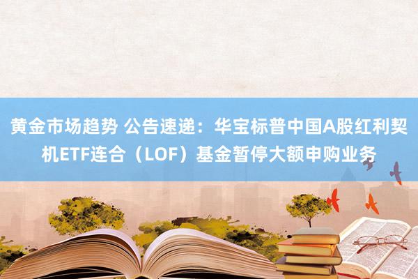 黄金市场趋势 公告速递：华宝标普中国A股红利契机ETF连合（LOF）基金暂停大额申购业务