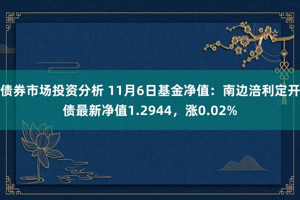 债券市场投资分析 11月6日基金净值：南边涪利定开债最新净值1.2944，涨0.02%