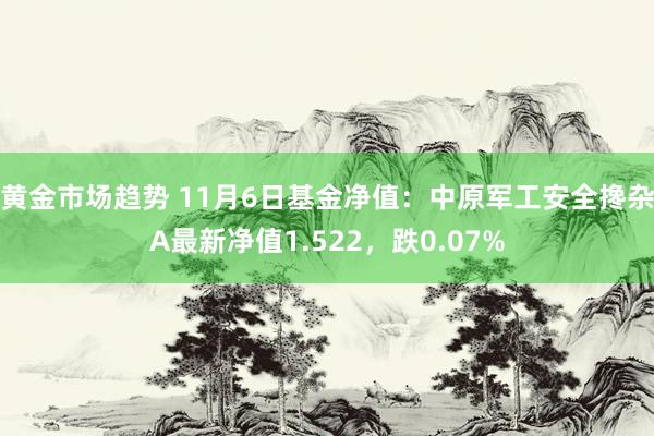 黄金市场趋势 11月6日基金净值：中原军工安全搀杂A最新净值1.522，跌0.07%