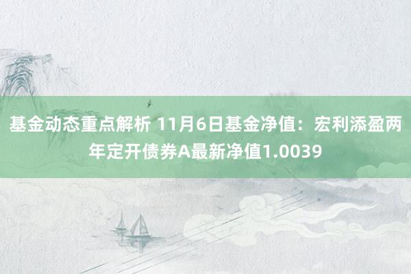 基金动态重点解析 11月6日基金净值：宏利添盈两年定开债券A最新净值1.0039