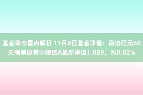 基金动态重点解析 11月8日基金净值：南边旺元60天编削握有中短债A最新净值1.089，涨0.02%