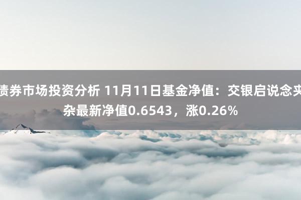 债券市场投资分析 11月11日基金净值：交银启说念夹杂最新净值0.6543，涨0.26%