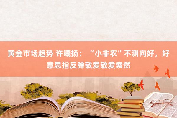 黄金市场趋势 许曦扬： “小非农”不测向好，好意思指反弹敬爱敬爱索然