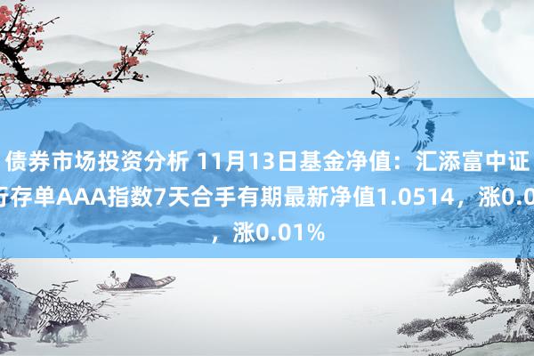 债券市场投资分析 11月13日基金净值：汇添富中证同行存单AAA指数7天合手有期最新净值1.0514，涨0.01%