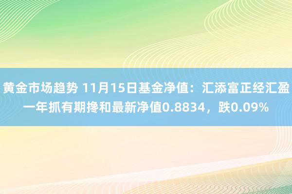 黄金市场趋势 11月15日基金净值：汇添富正经汇盈一年抓有期搀和最新净值0.8834，跌0.09%