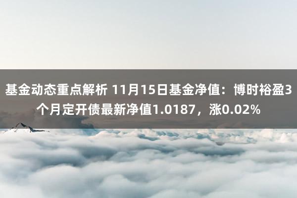 基金动态重点解析 11月15日基金净值：博时裕盈3个月定开债最新净值1.0187，涨0.02%