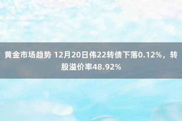 黄金市场趋势 12月20日伟22转债下落0.12%，转股溢价率48.92%